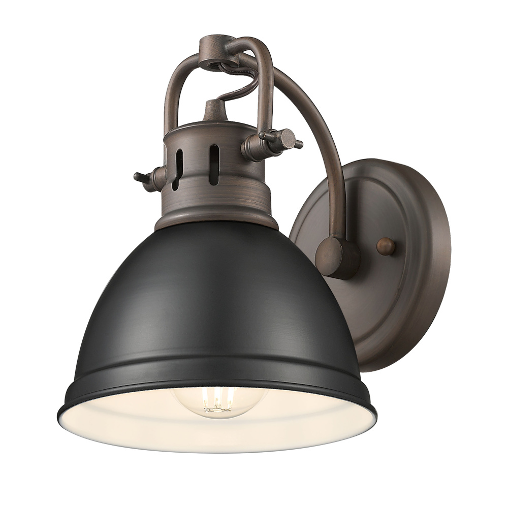 Yep by Golden Lighting Duncan 1-light Vanity in Rubbed Bronze and Matte Black shade